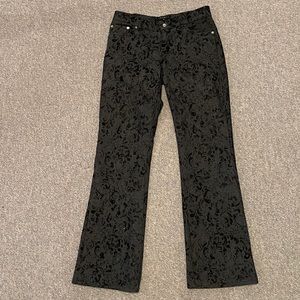 Black denim with raised velvet pattern